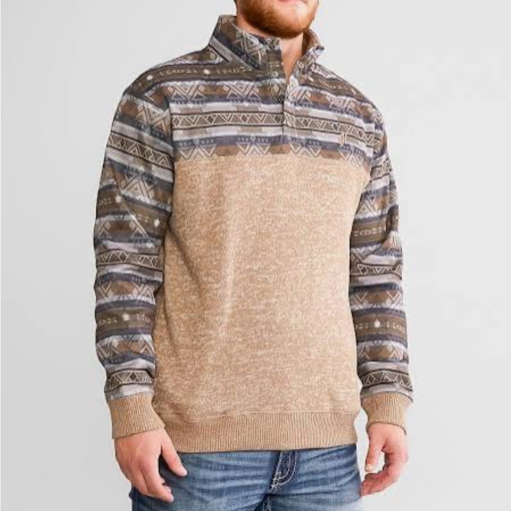 NEW Hooey Brown and Tan Aztec quarter snap pullover